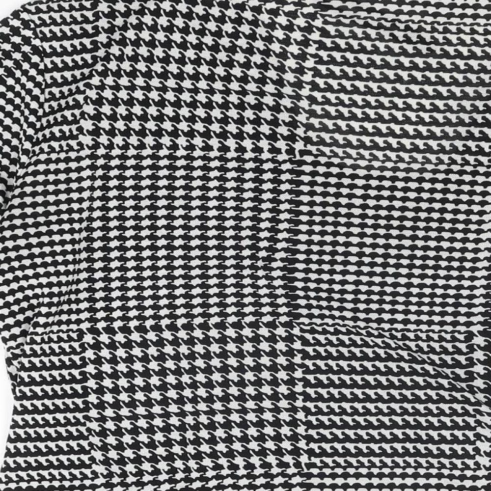 Principles Womens Black Geometric Polyester Basic T-Shirt Size 16 V-Neck