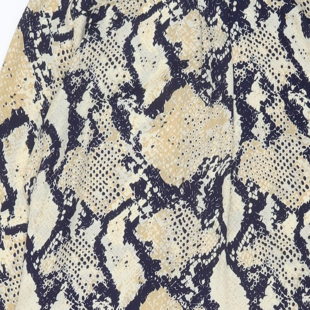Missguided Womens Beige Animal Print Polyester Tunic Blouse Size 10 Mock Neck