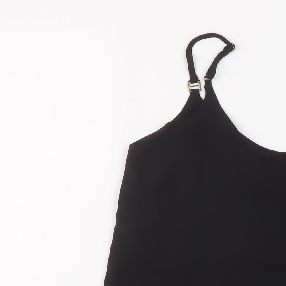 Dorothy Perkins Womens Black Polyester Basic Tank Size 6 Round Neck