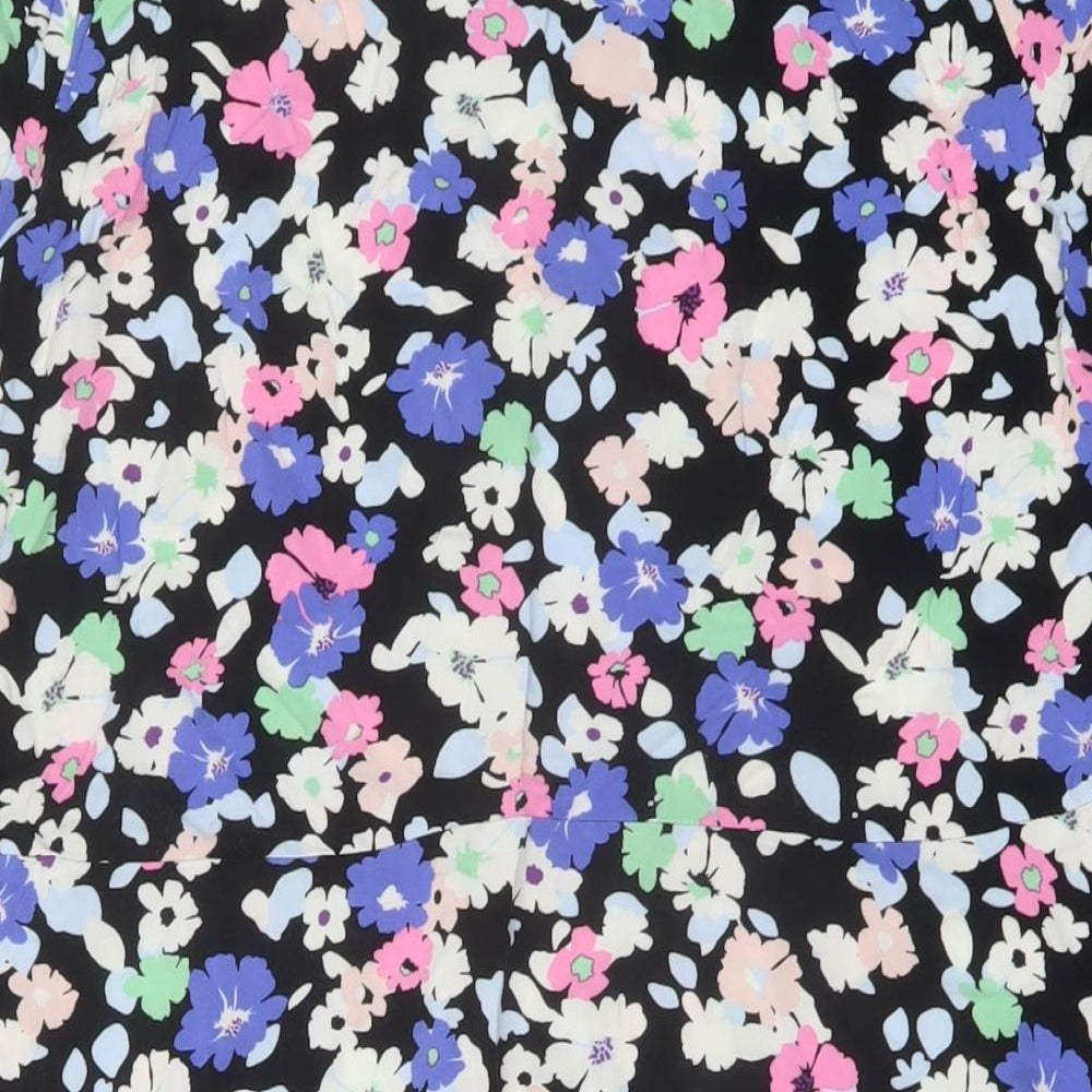 Marks & Spencer Womens Multicoloured Floral Viscose A-Line Size 14 Round Neck Button