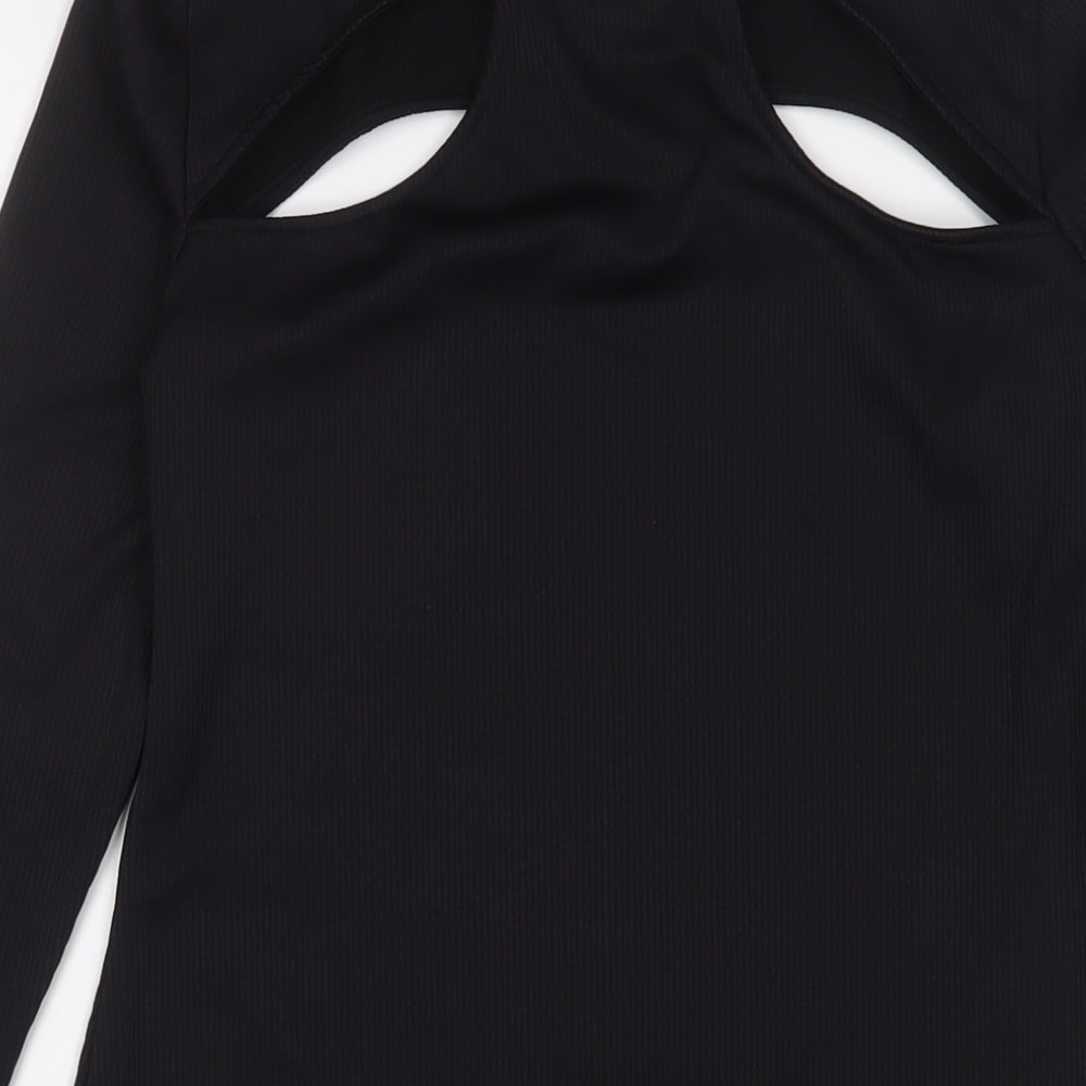 H&M Womens Black Polyester Bodycon Size M Round Neck Pullover