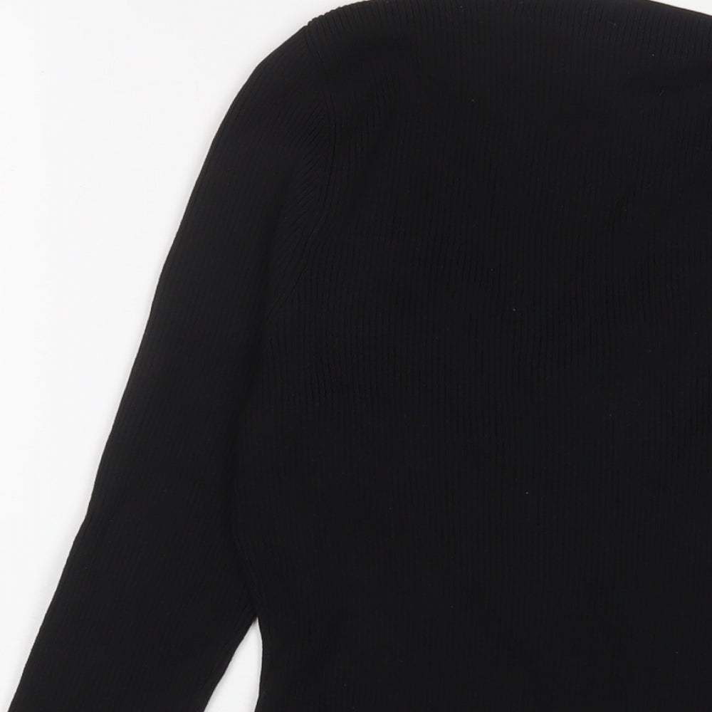 H&M Womens Black Square Neck Polyester Pullover Jumper Size M - Stretch