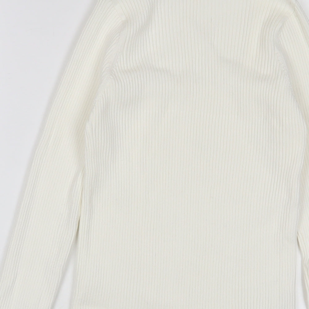 Mango Womens Ivory Square Neck Viscose Pullover Jumper Size L - Stretch'