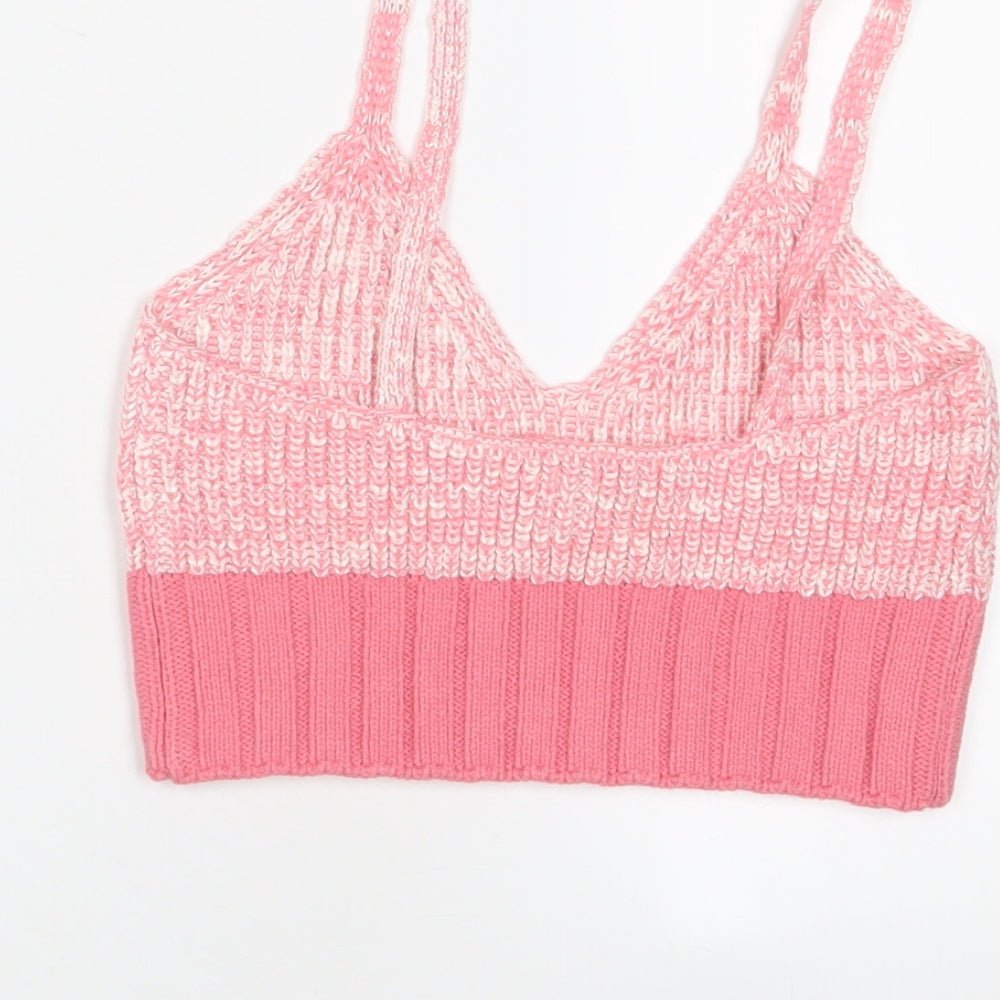 ASOS Womens Pink Geometric Acrylic Cropped Tank Size 10 V-Neck