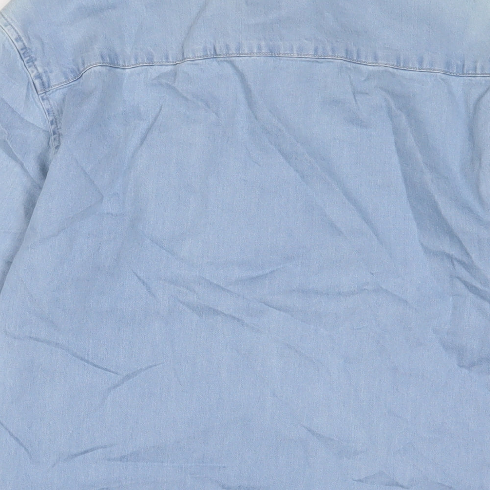 Topman Mens Blue Cotton Button-Up Size M Collared Button