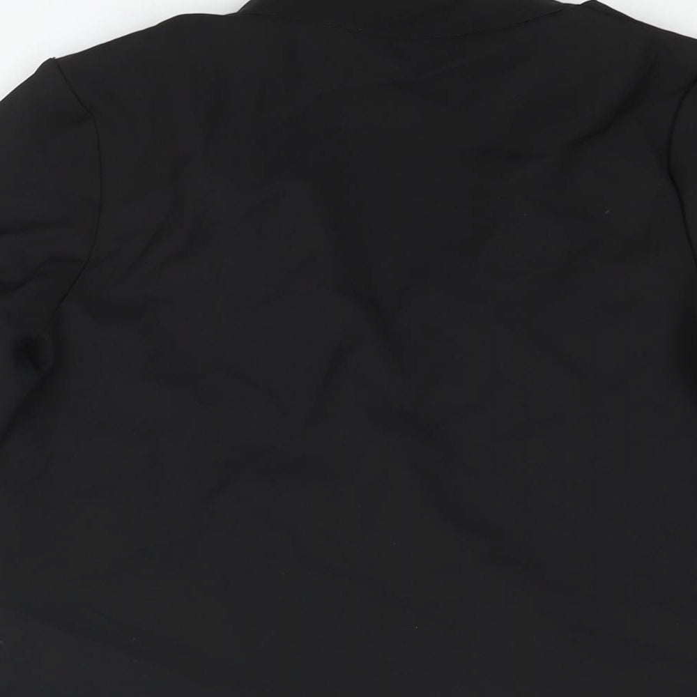PRETTYLITTLETHING Womens Black Polyester Wrap Blouse Size 4 V-Neck