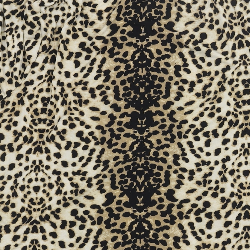 Marks & Spencer Womens Brown Animal Print Polyester Basic Blouse Size 18 V-Neck - Rouched Cheetah Print