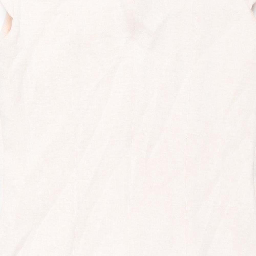 Oui Womens Pink Polyamide Shift Size 14 V-Neck Zip
