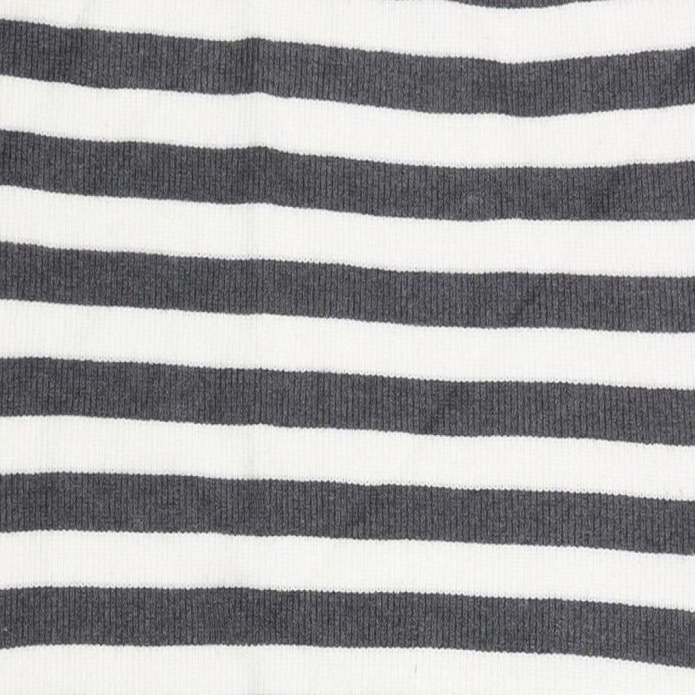 Marks & Spencer Womens Grey Striped Viscose Straight & Pencil Skirt Size L - Side Slit