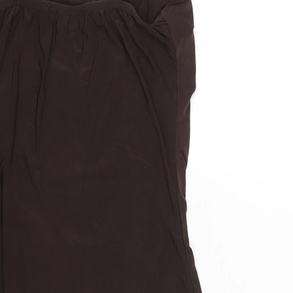 Edge Street Womens Brown Polyester Mini Size 10 Square Neck Pullover - Rouched Bow