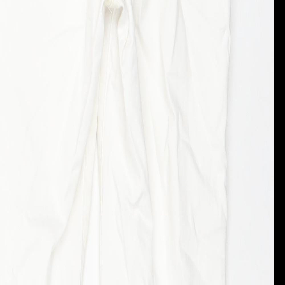 Next Womens White Cotton Skinny Jeans Size 10 L27 in Regular Zip