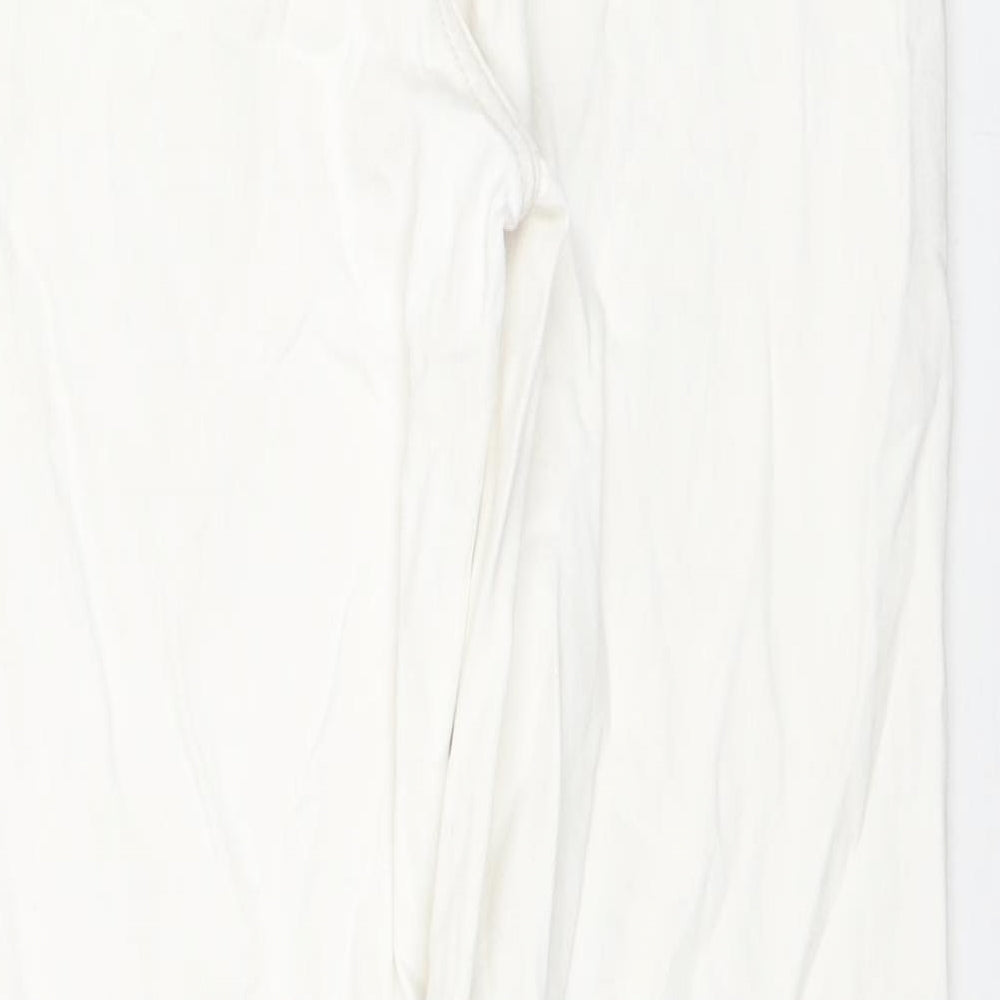 H&M Womens White Cotton Straight Jeans Size 8 L31 in Regular Zip