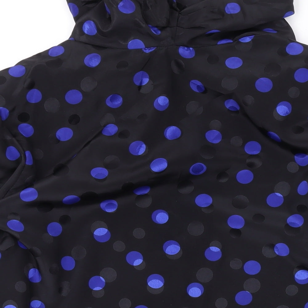 Marks & Spencer Womens Black Polka Dot Polyester Basic Blouse Size 10 Roll Neck