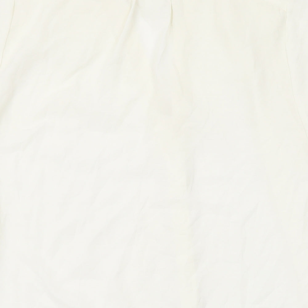 H&M Womens White Polyester Basic Blouse Size 6 V-Neck