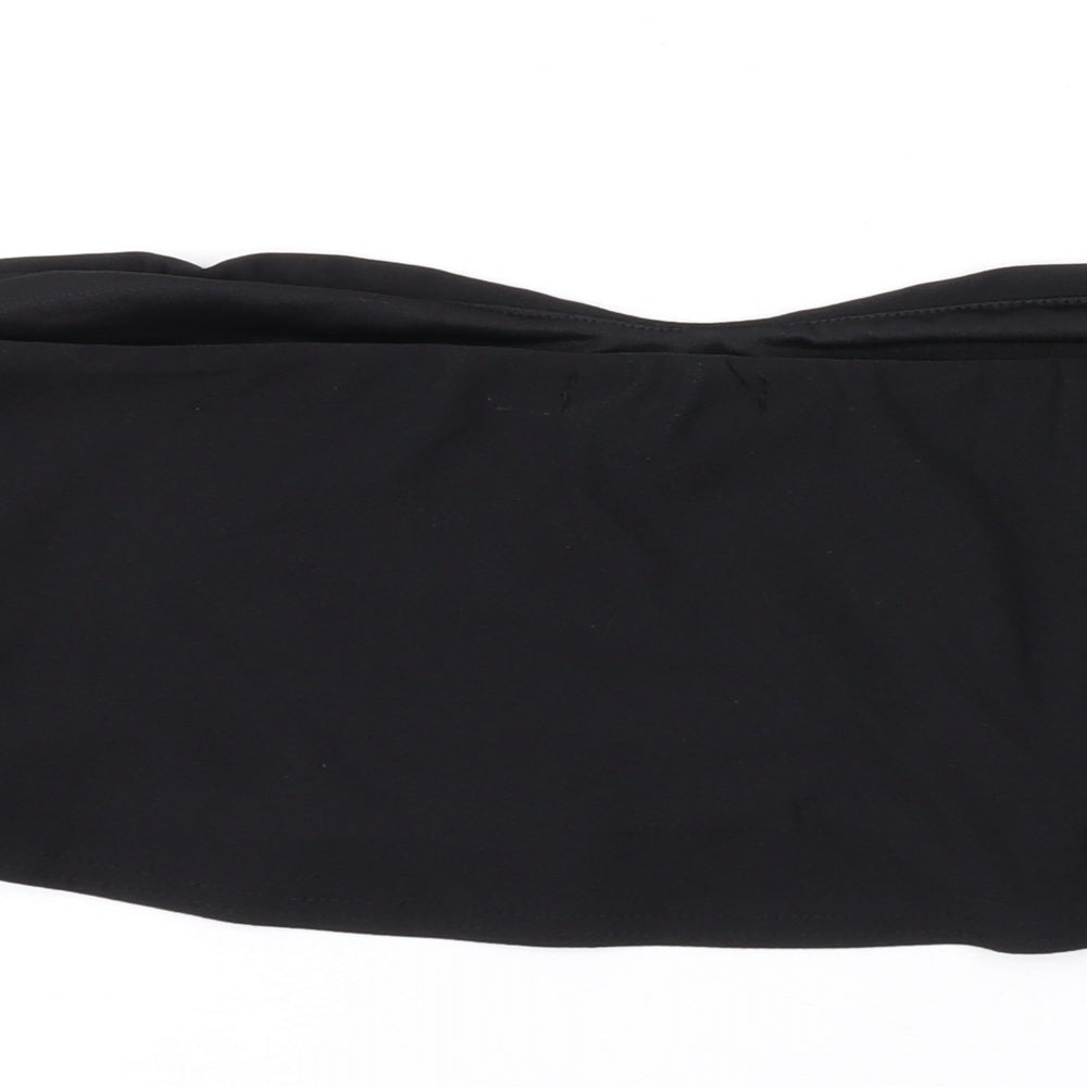 PRETTYLITTLETHING Womens Black Polyester Cropped Blouse Size 12 Off the Shoulder