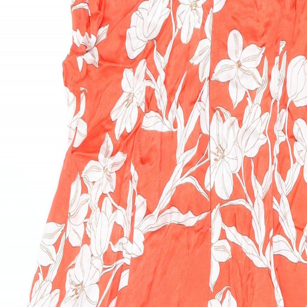 Zara Womens Red Floral Viscose A-Line Size XS Square Neck Pullover