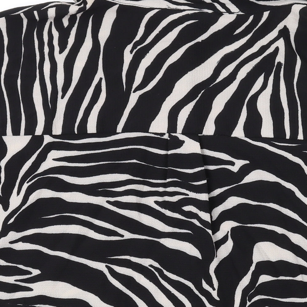 New Look Womens Black Animal Print Polyester Basic Button-Up Size 22 Collared