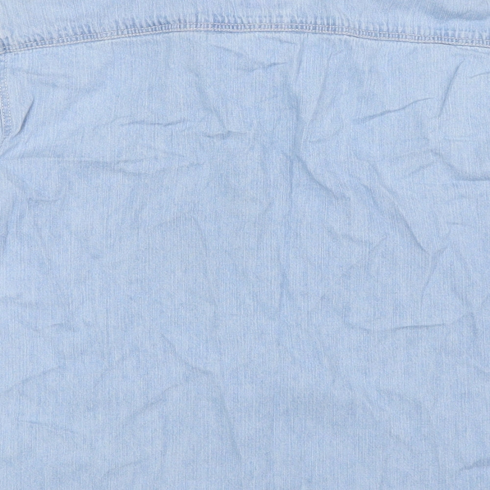 Topshop Mens Blue Cotton Button-Up Size M Collared Button