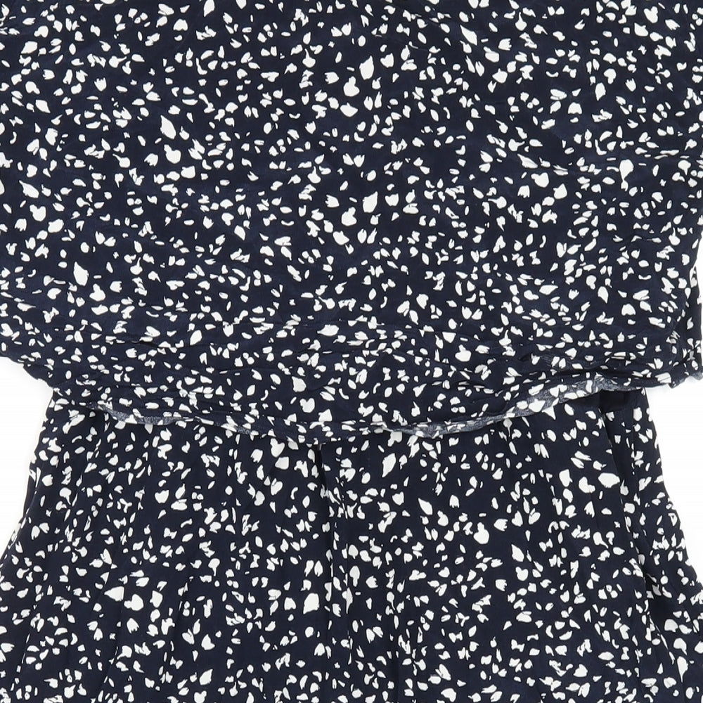 Seraphine Womens Blue Geometric Viscose A-Line Size 10 Round Neck Button