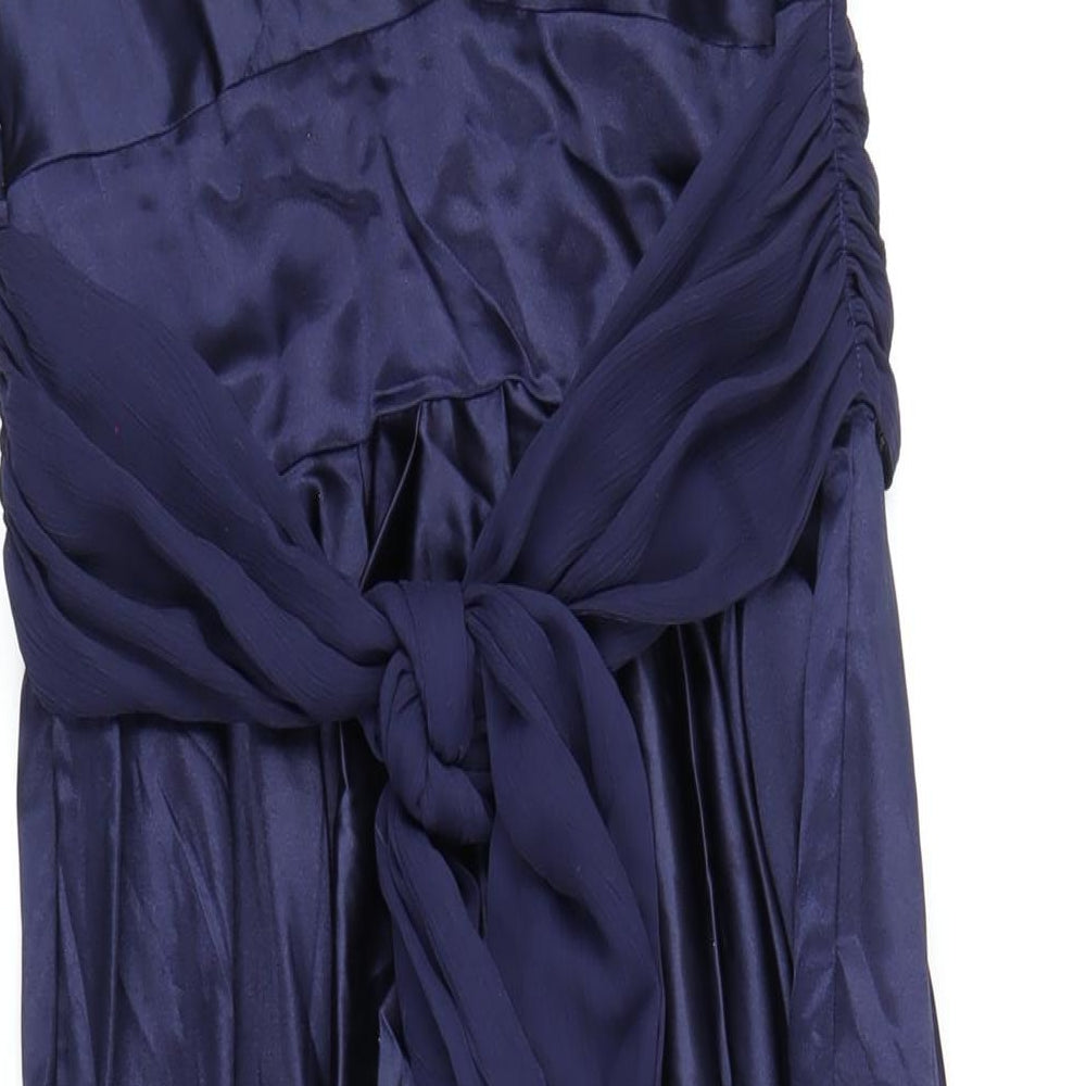 New Look Womens Blue Polyester A-Line Size 10 V-Neck Zip