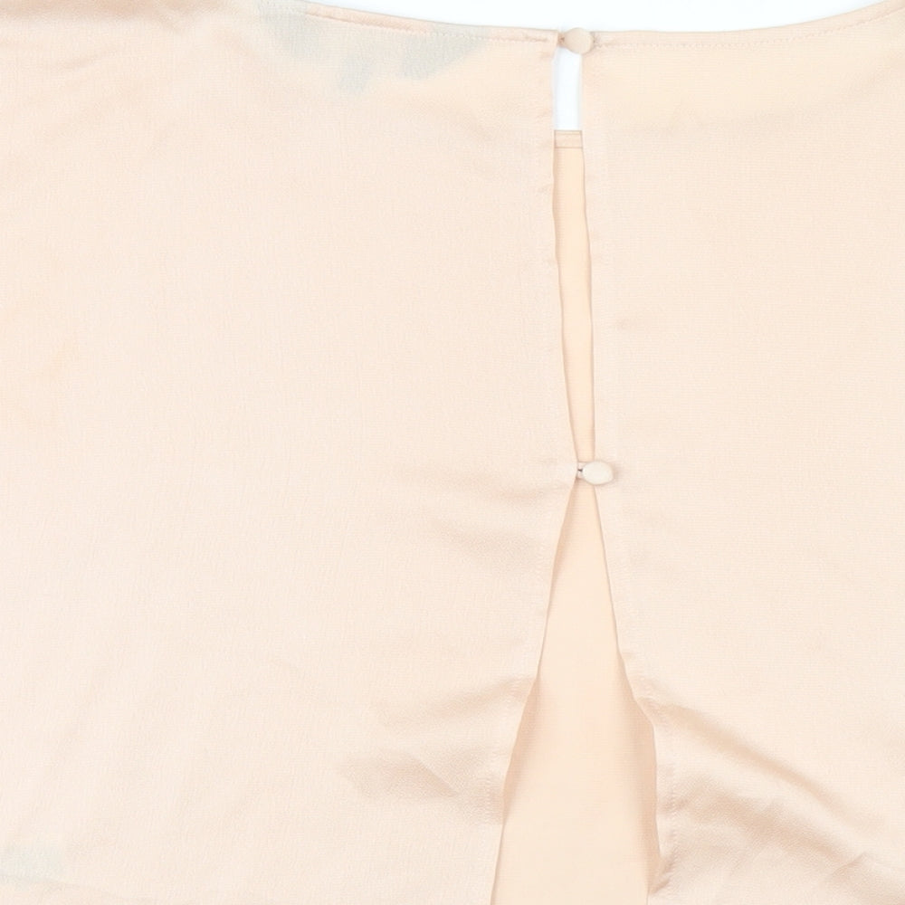 Wallis Womens Beige Polyester Basic T-Shirt Size 14 Round Neck