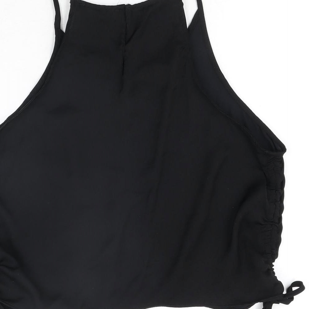 Zara Womens Black Polyester Basic T-Shirt Size M Round Neck