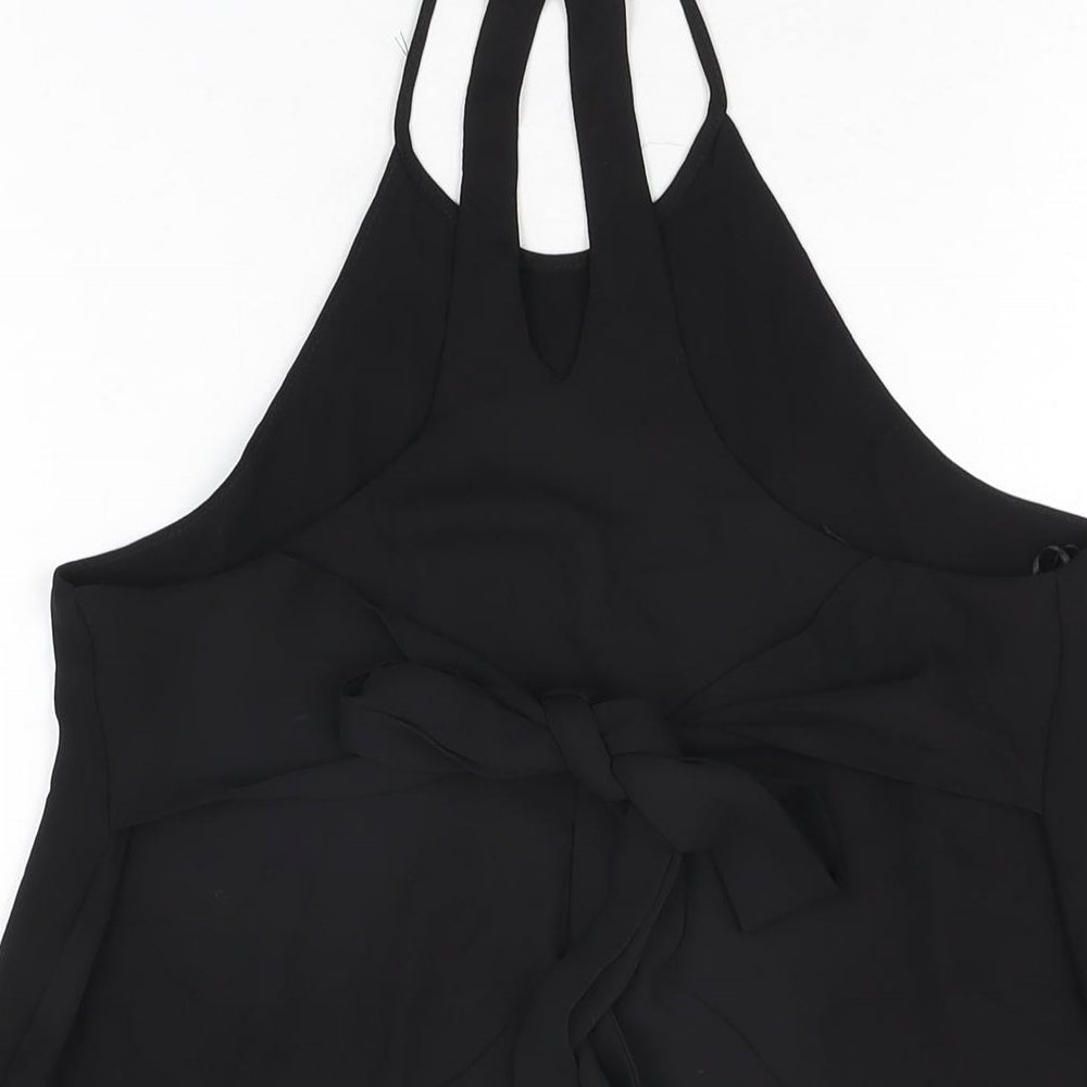 Zara Womens Black Polyester Basic T-Shirt Size XS Round Neck