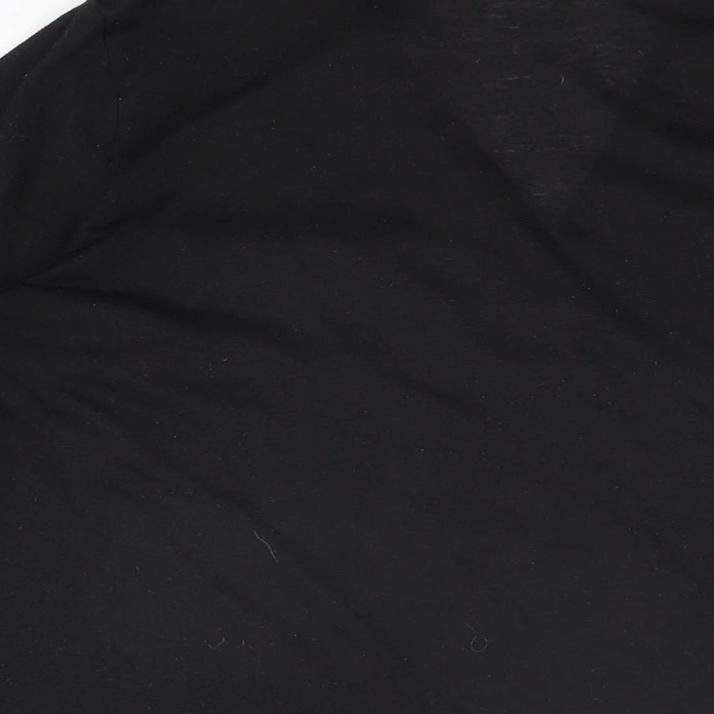 H&M Womens Black Polyester Basic T-Shirt Size S V-Neck