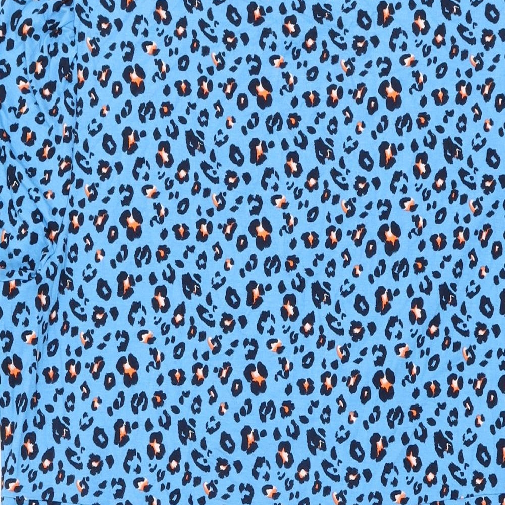 Marks & Spencer Womens Blue Animal Print Viscose Shift Size 18 Round Neck Pullover