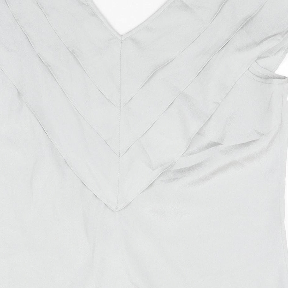 Et Vous Womens Grey Polyester Basic T-Shirt Size 12 V-Neck