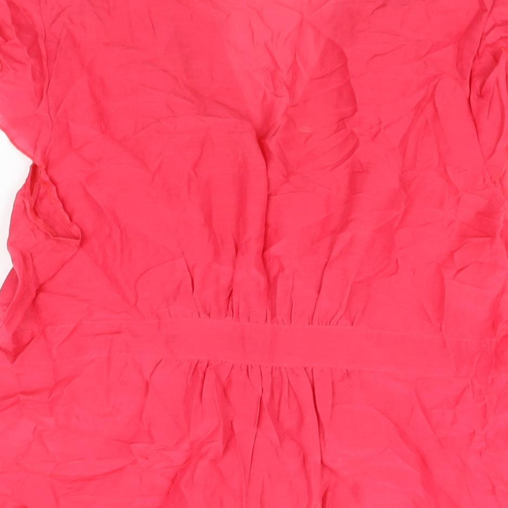 Et Vous Womens Pink Polyester Basic Button-Up Size 16 V-Neck