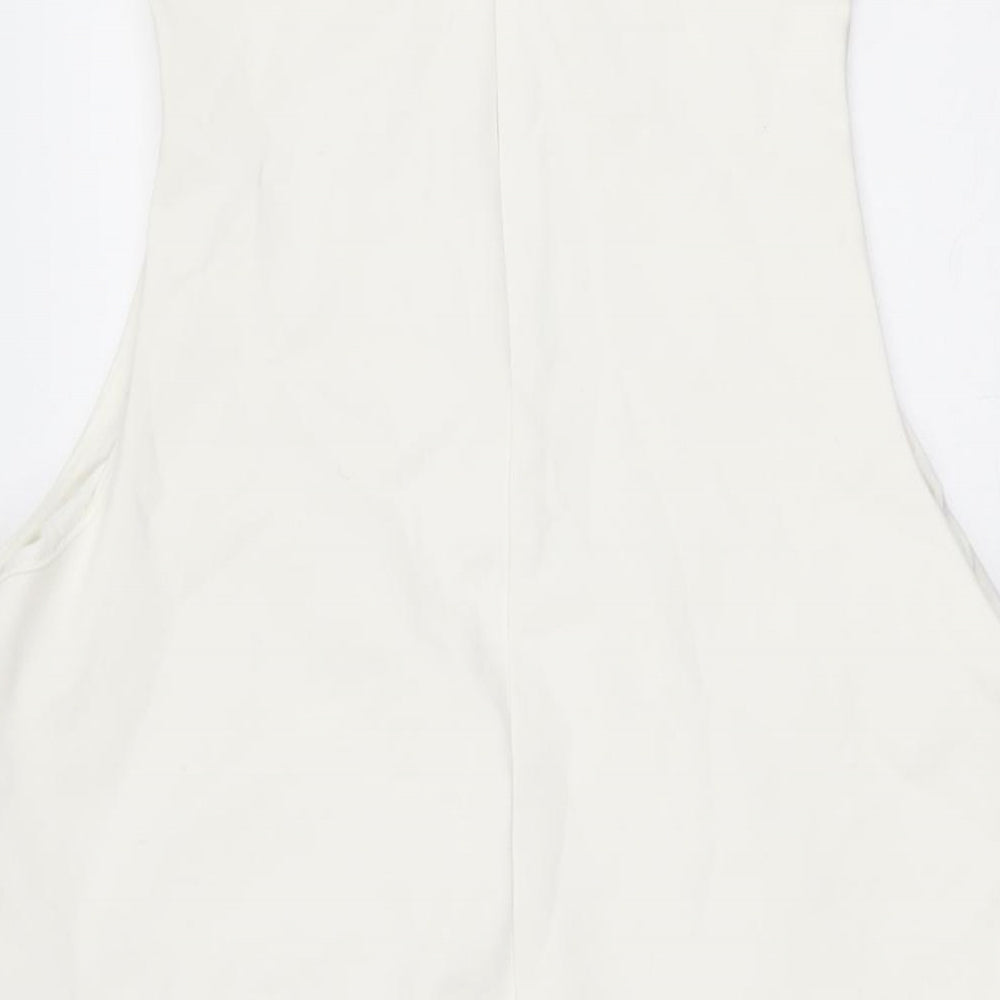 H&M Womens Ivory Polyester Shift Size S Round Neck Zip