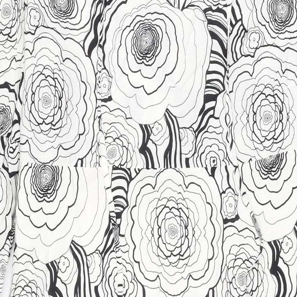 Marks & Spencer Womens White Floral Polyester Maxi Size 10 V-Neck Pullover