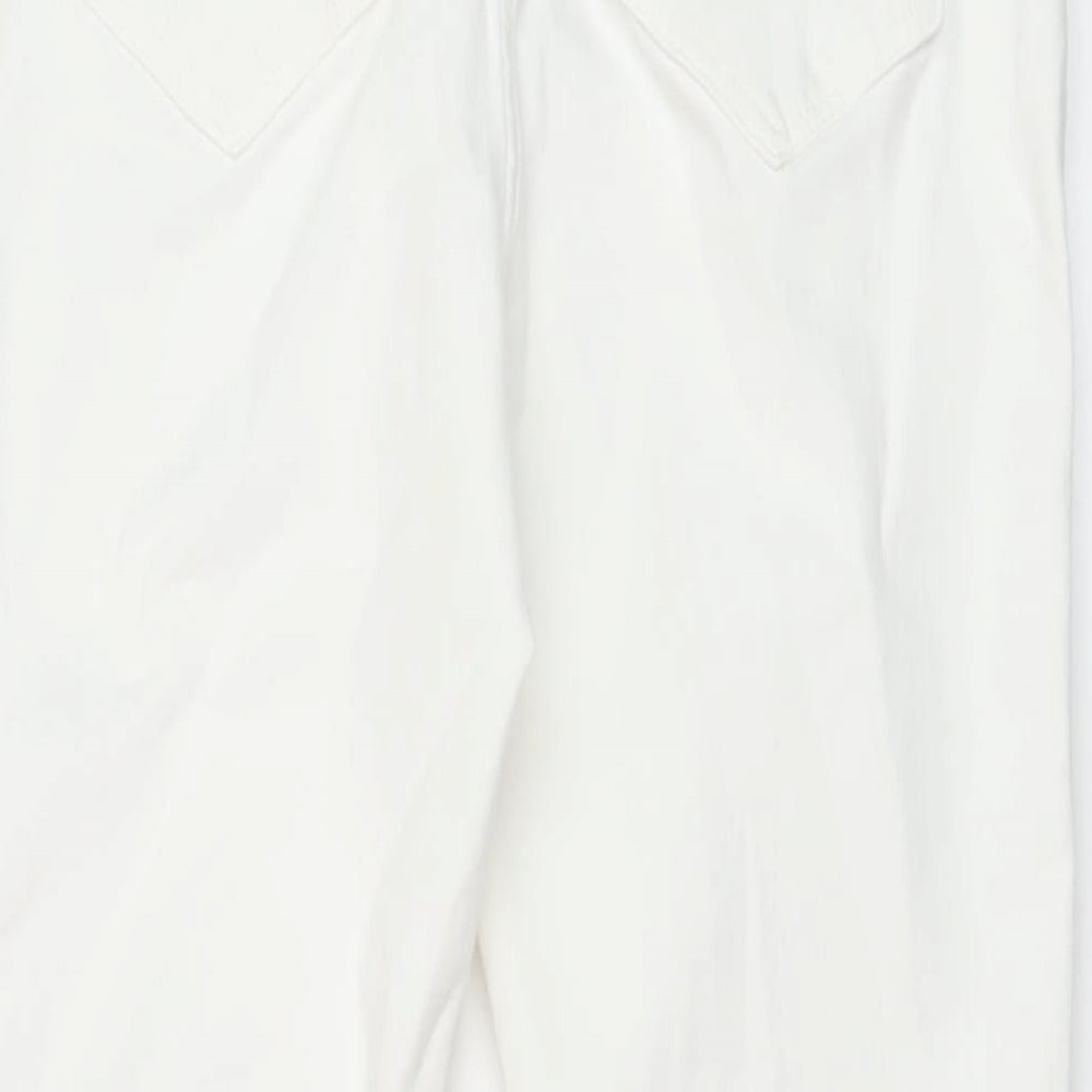 Marks & Spencer Womens White Cotton Skinny Jeans Size 14 L24 in Regular Button
