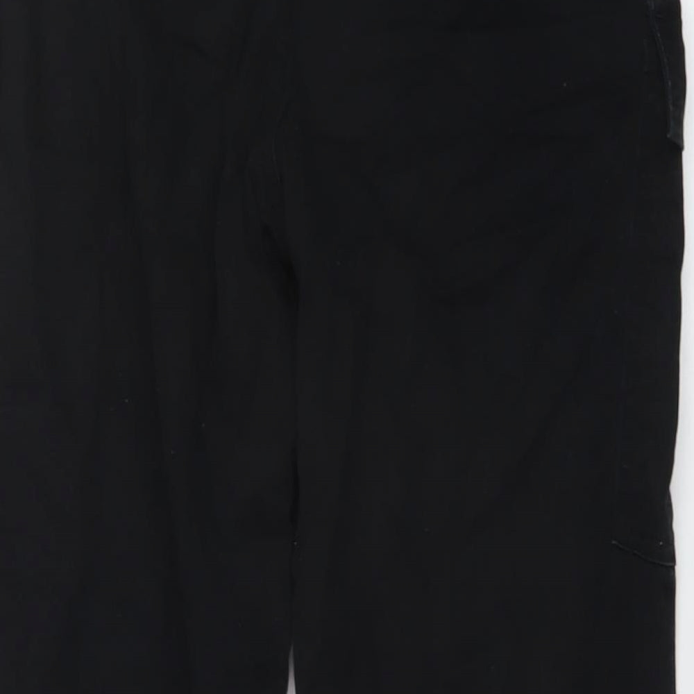 H&M Womens Black Cotton Trousers Size 8 L28 in Regular Button