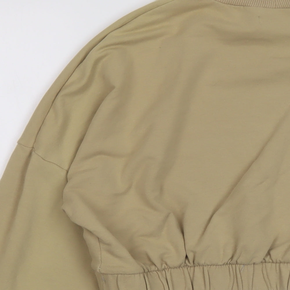 Bershka Womens Beige Cotton Pullover Sweatshirt Size M Pullover