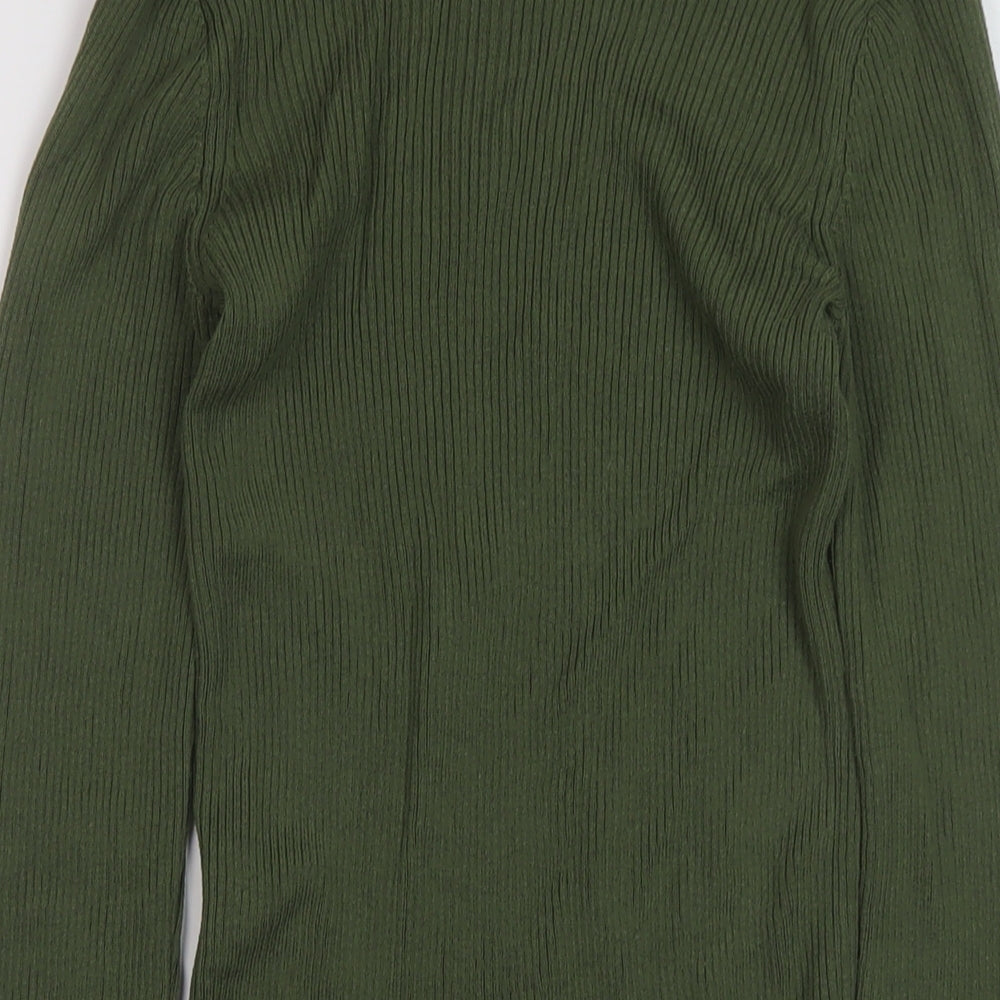 NA-KD Womens Green V-Neck Acrylic Pullover Jumper Size XS