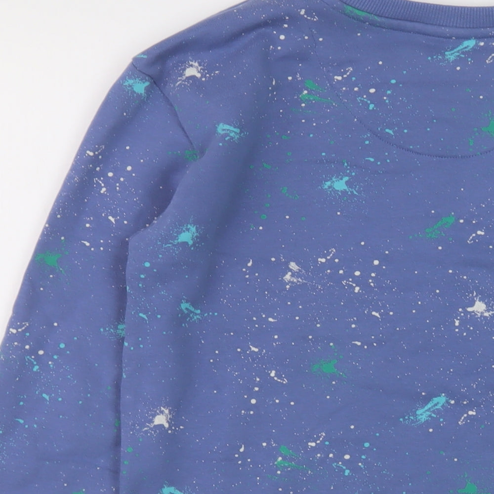 Marks & Spencer Boys Blue Geometric Cotton Pullover Sweatshirt Size 12-13 Years Pullover
