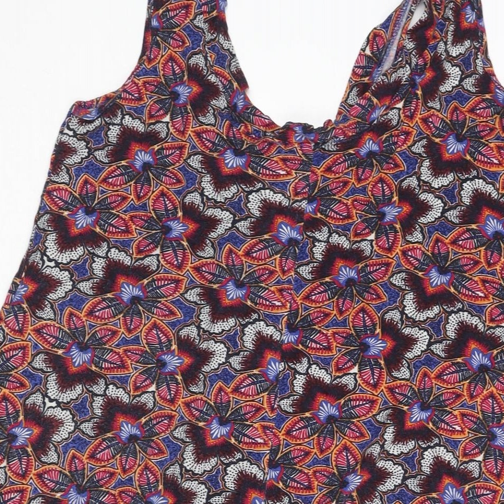 Marks & Spencer Womens Multicoloured Geometric Viscose Tunic Blouse Size 8 Scoop Neck