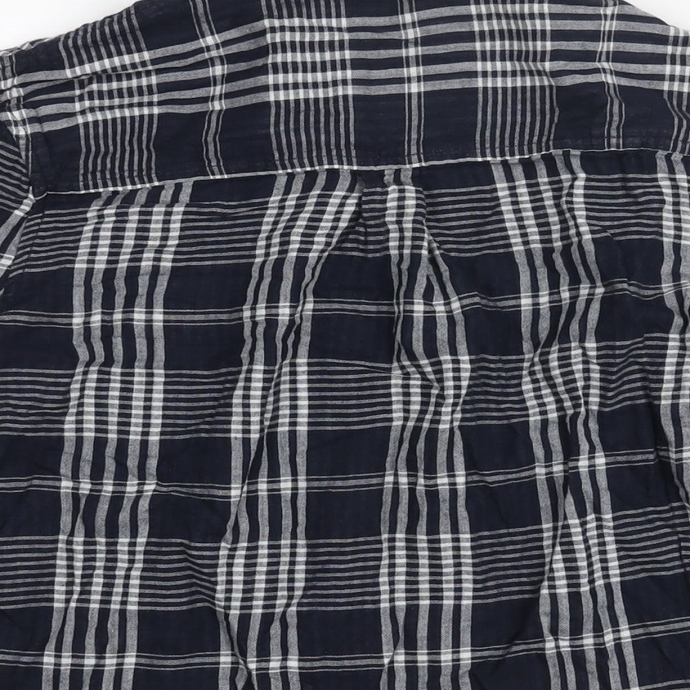 Marks & Spencer Womens Blue Check Cotton Basic Button-Up Size 8 Collared