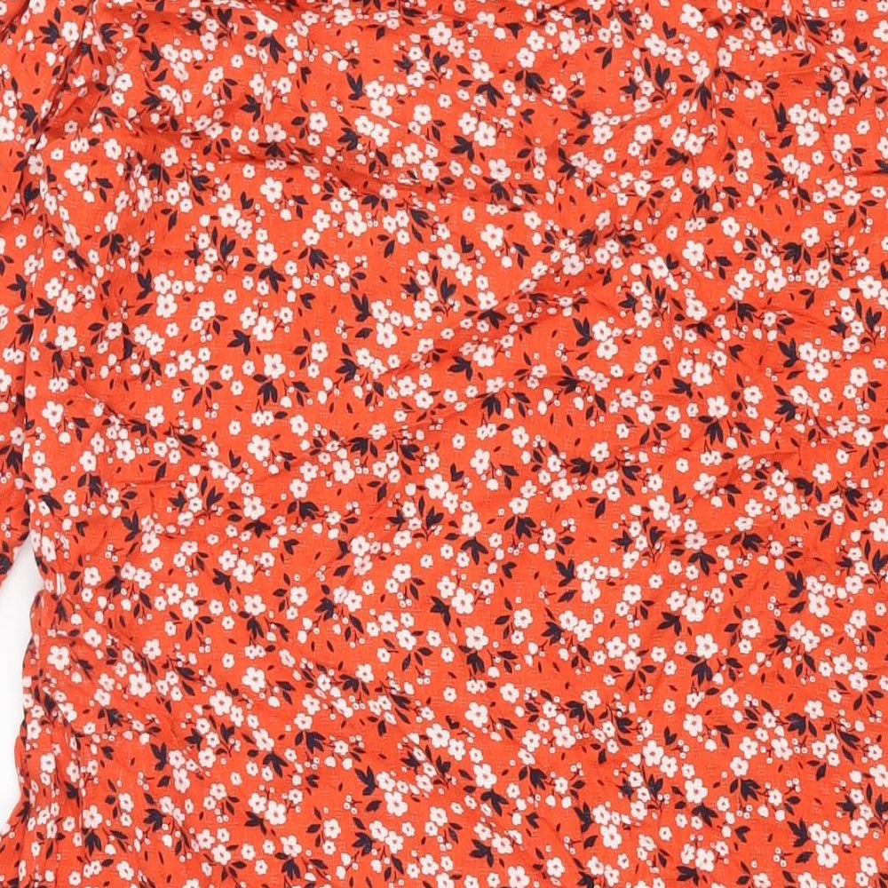 Klass Womens Red Floral Viscose A-Line Size 12 Round Neck Button - Smocked