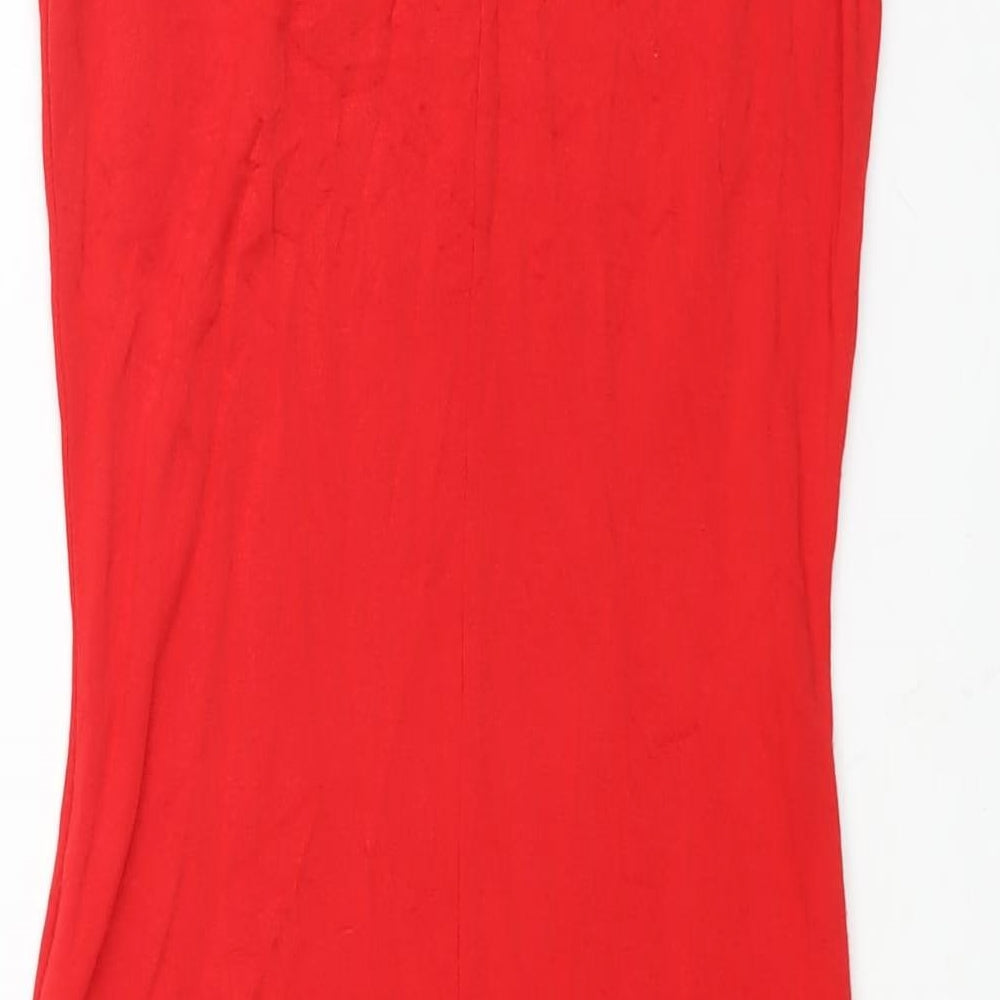 ASOS Womens Red Viscose Bodycon Size 12 Round Neck Pullover - Pockets