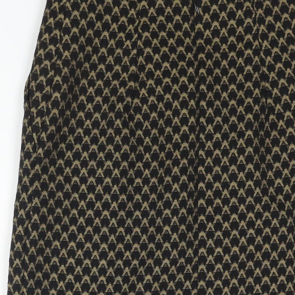 Marks & Spencer Womens Black Geometric Polyester Straight & Pencil Skirt Size 8 Zip