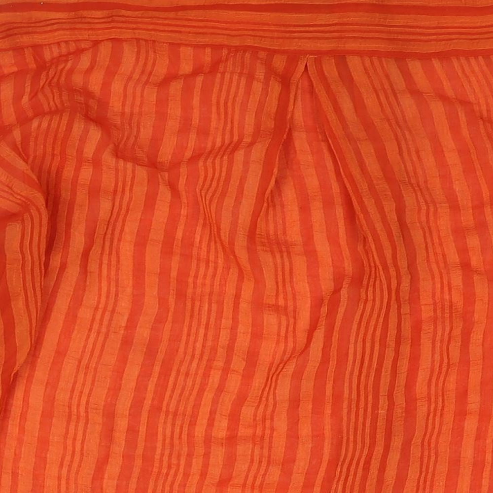 PRETTYLITTLETHING Womens Orange Striped Polyester Basic Button-Up Size 6 Collared - Semi Sheer Oversized