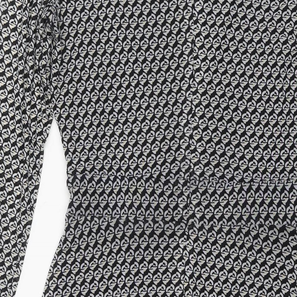 Esprit Womens Black Geometric Polyester Fit & Flare Size M V-Neck Zip