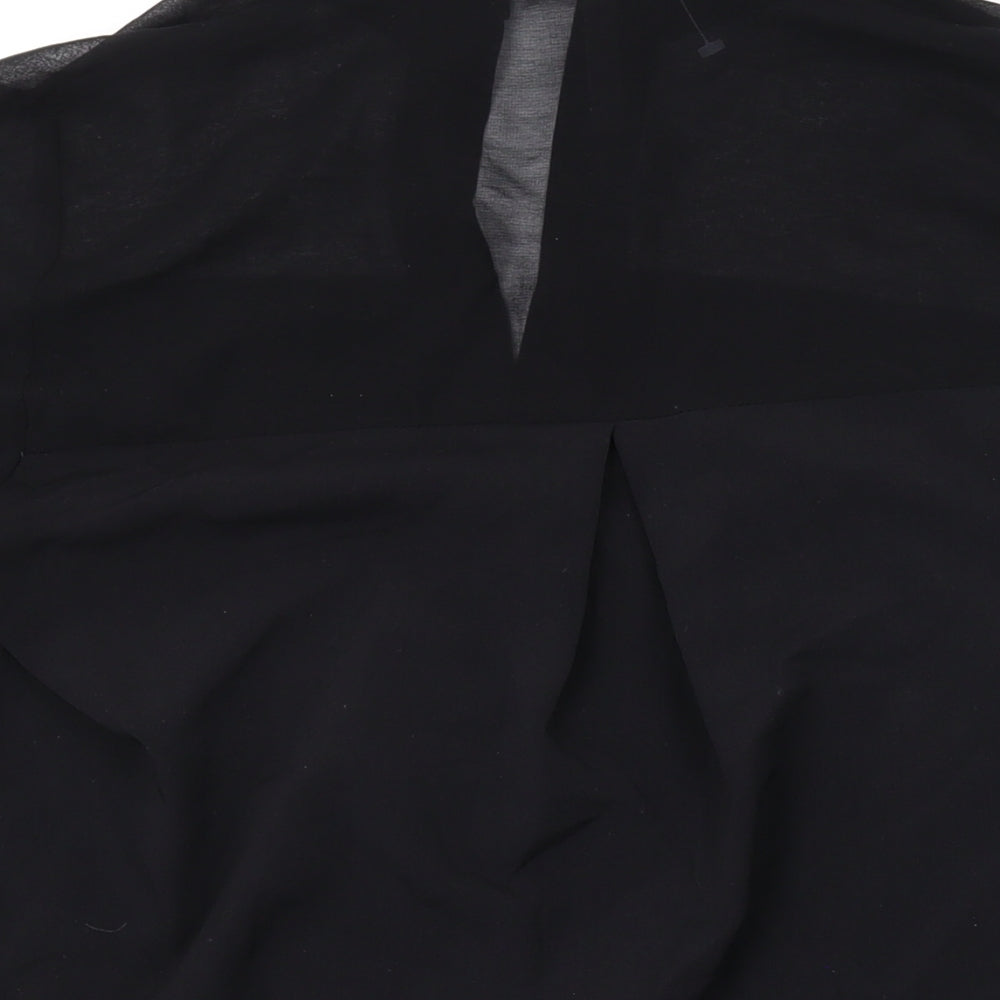 Mango Womens Black Polyester Basic Button-Up Size XS Collared