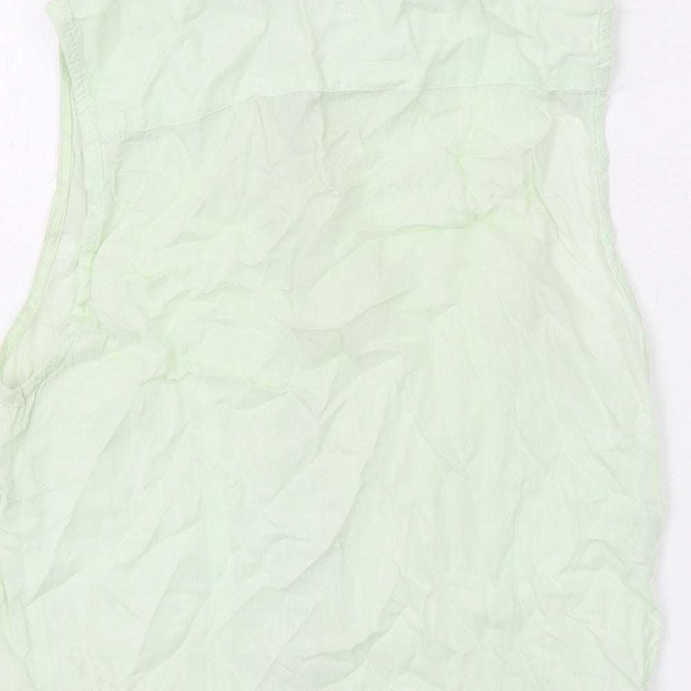 Warehouse Womens Green Viscose Basic Button-Up Size 8 Collared