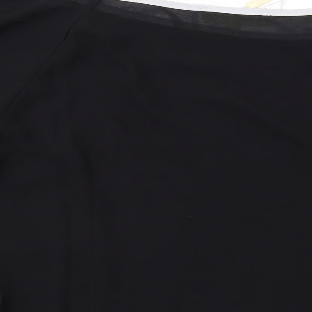 Love & Other Things Womens Black Polyester Basic Blouse Size M Boat Neck