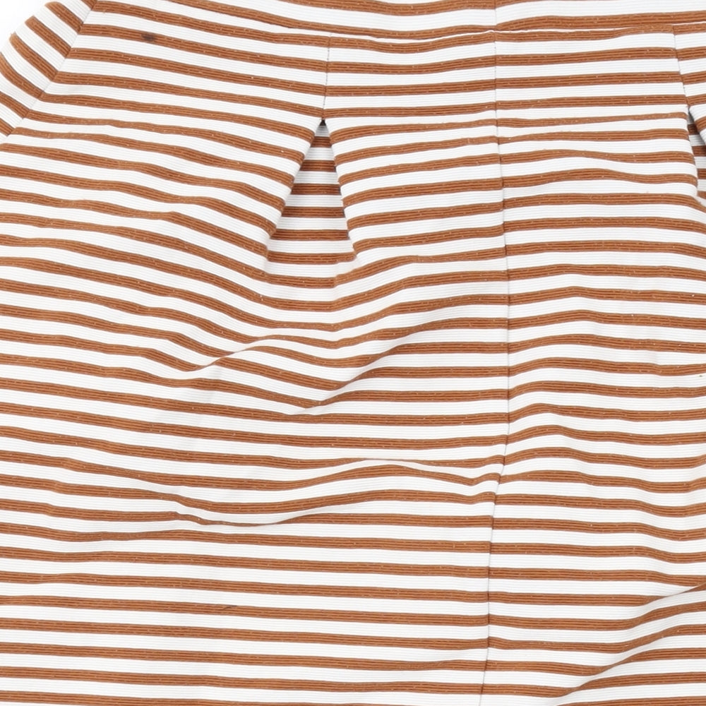 Marks & Spencer Womens Orange Striped Polyester A-Line Skirt Size 12