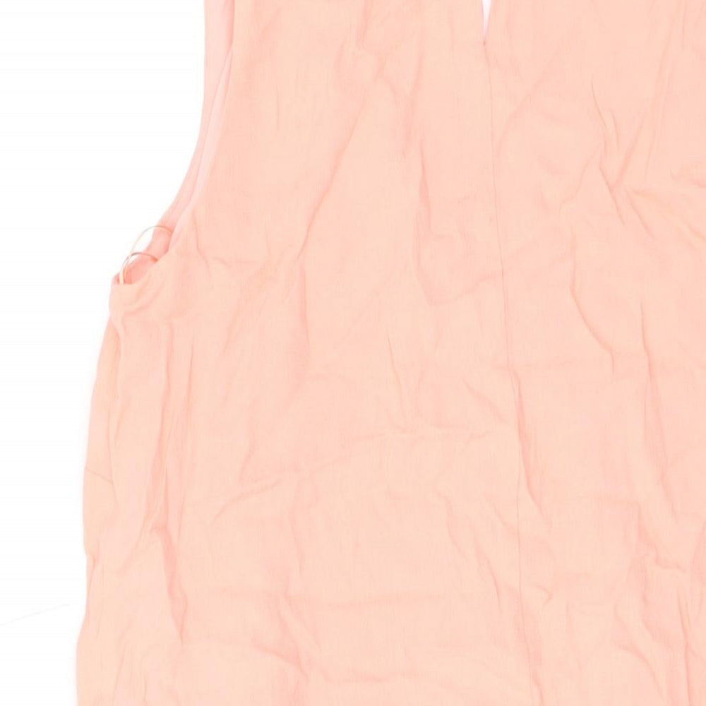 Marks & Spencer Womens Pink Viscose A-Line Size 12 V-Neck Button